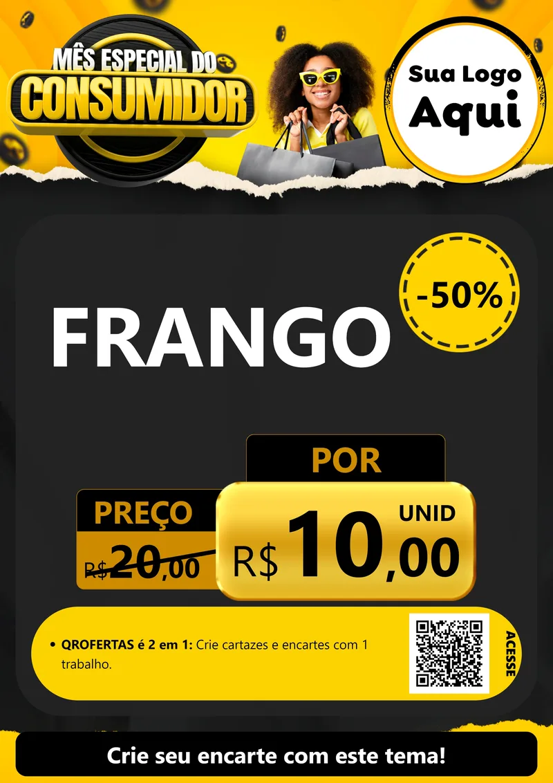 Modelo de Cartaz para Cartaz A4 Vertical com o tema Mês Especial do Consumidor para Assados