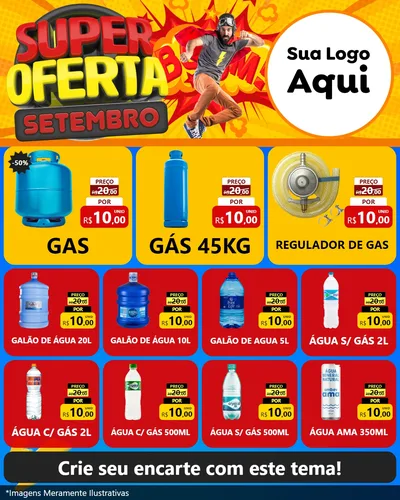 Modelo de Rede Social para Feed Instagram com o tema Super Oferta Setembro para Água e gás