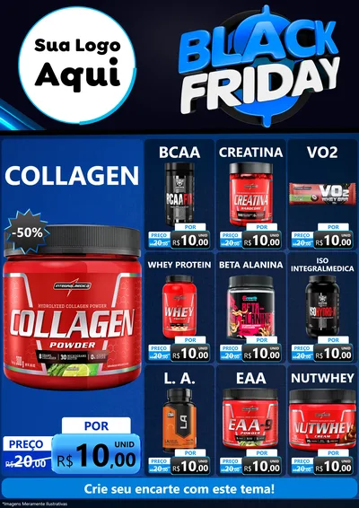 Modelo de Encarte para Encarte A4 Vertical com o tema Black Friday para Suplementos alimentares