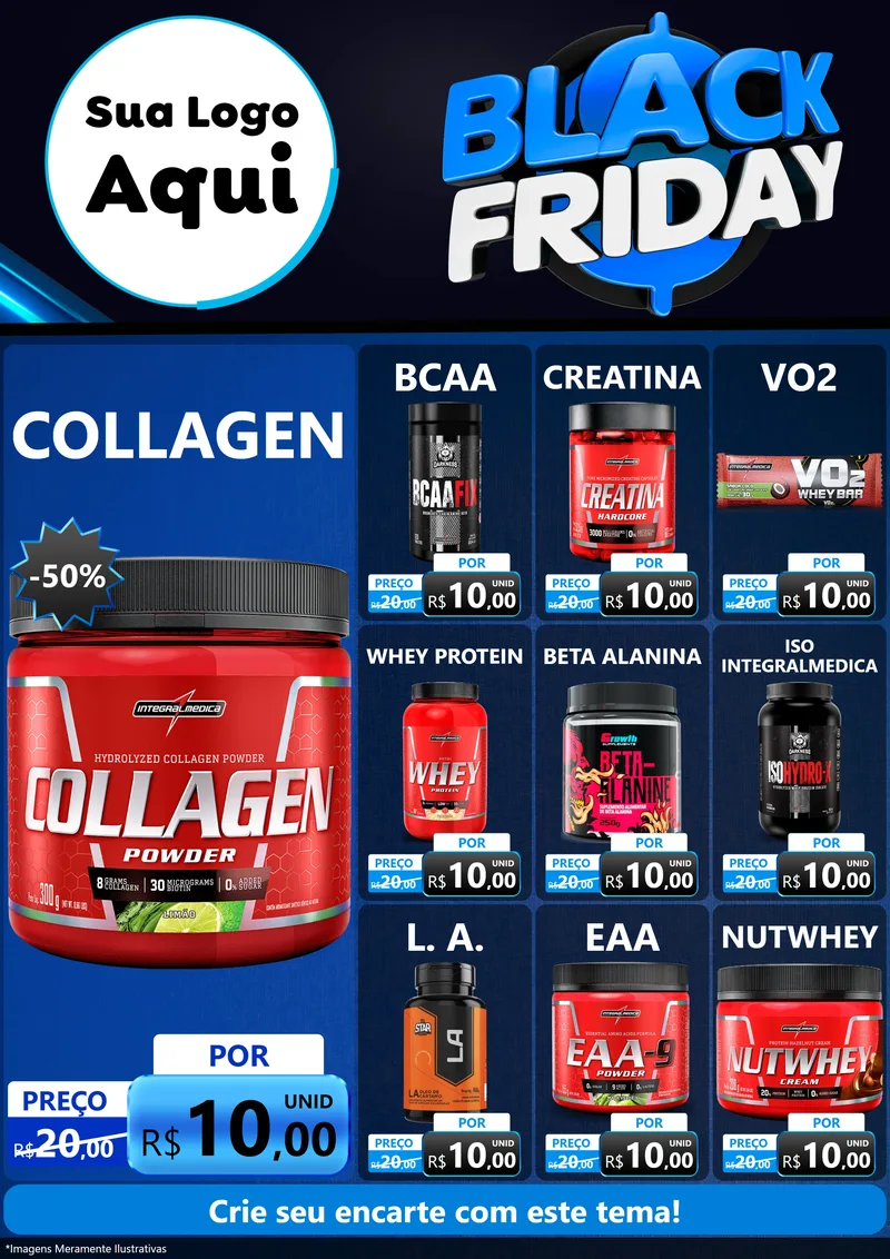 Modelo de Encarte para Encarte A4 Vertical com o tema Black Friday para Suplementos alimentares