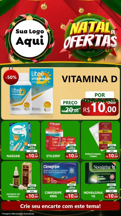 Modelo de Rede Social para Stories com o tema Natal de Ofertas para Farmácia
