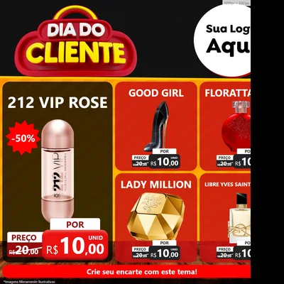 Modelo de Rede Social para Feed Facebook com o tema Dia do Cliente para Perfumes