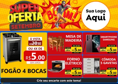 Modelo de Encarte para Encarte A4 Horizontal com o tema Super Oferta Setembro para Móveis e Eletro