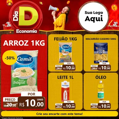 Modelo de Rede Social para Feed Facebook com o tema Dia D Economia para Supermercado