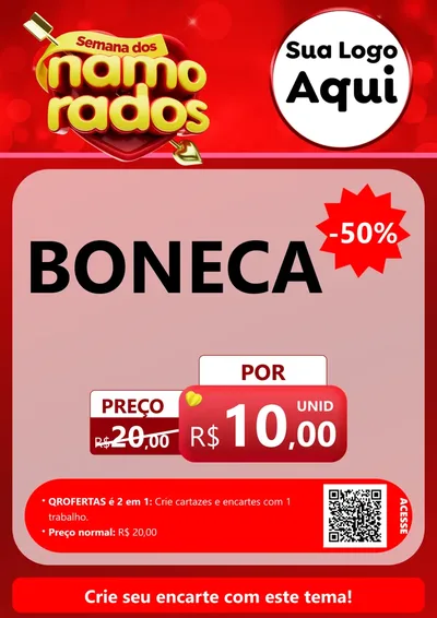Modelo de Cartaz para Cartaz A4 Vertical com o tema Semana dos namorados para Brinquedos