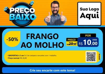 Modelo de Cartaz para Cartaz A4 Horizontal com o tema Preço Baixo para Restaurante