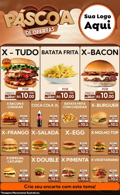 Modelo de Encarte para Encarte Grande com o tema Páscoa de Ofertas para Hamburgueria