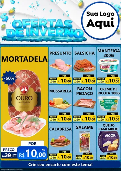Modelo de Encarte para Encarte A4 Vertical com o tema Ofertas de Inverno para Frios e Laticínios