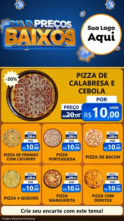 Modelo de Rede Social para Stories com o tema Dia D Preço Baixo para Pizzaria