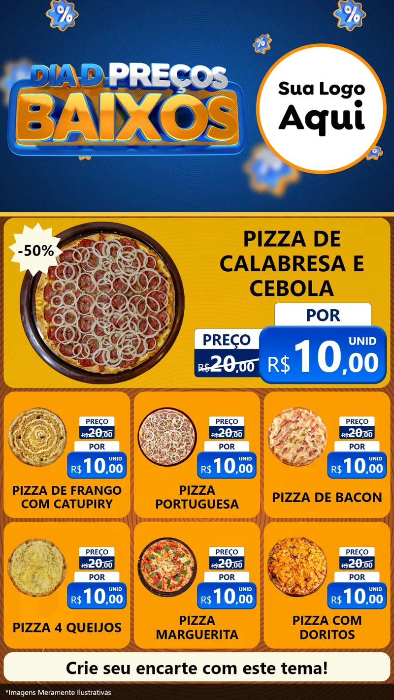 Modelo de Rede Social para Stories com o tema Dia D Preço Baixo para Pizzaria