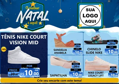 Modelo de Encarte para Encarte A4 Horizontal com o tema O Melhor Natal É Aqui! para Calçados