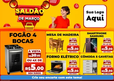 Modelo de Encarte para Encarte A4 Horizontal com o tema Saldão de Março para Móveis e Eletro