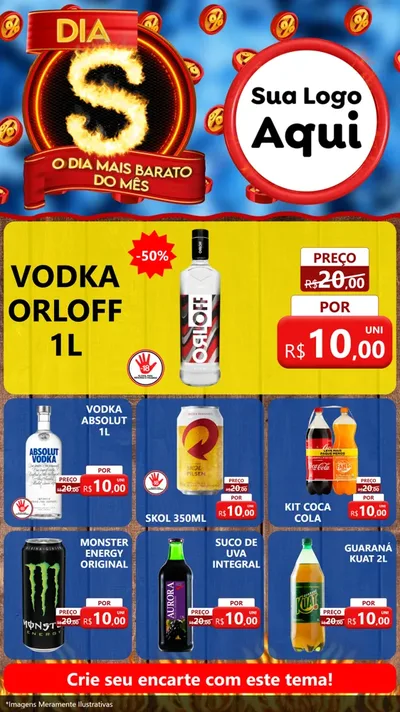Modelo de Rede Social para Stories com o tema Dia S - O Dia Mais Barato Do Mês para Distribuidora de bebidas