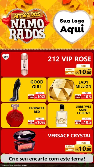 Modelo de TV para TV Vertical com o tema Arraiá dos Namorados para Perfumes