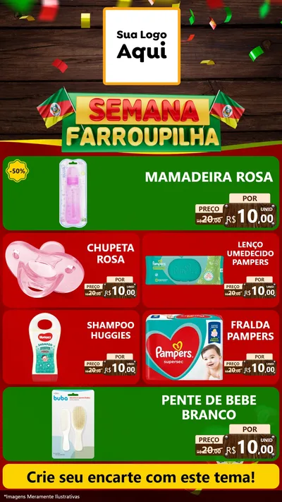 Modelo de TV para TV Vertical com o tema Semana Farroupilha para Bebês