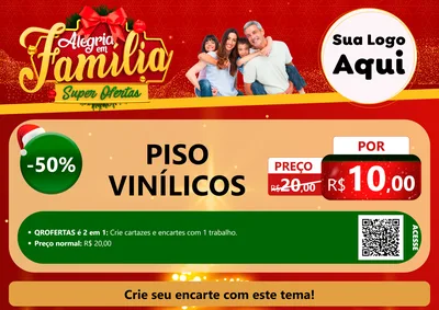 Modelo de Cartaz para Cartaz A4 Horizontal com o tema Alegria em Família Super Ofertas - Natal para Material para Construção