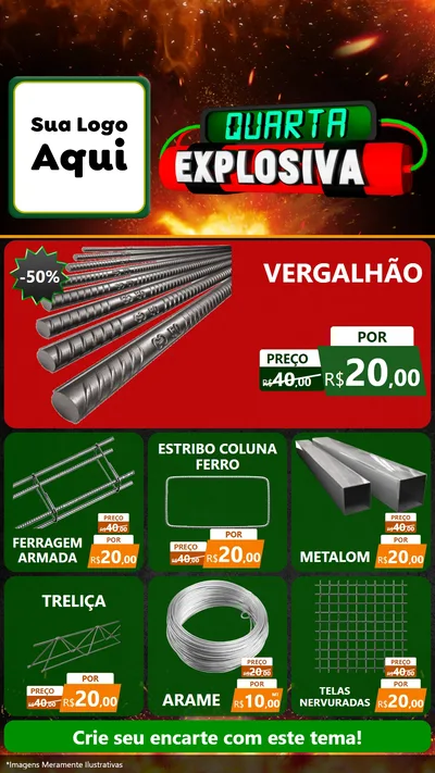 Modelo de Rede Social para Stories com o tema Quarta Explosiva para Ferragens