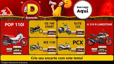 Modelo de TV para TV Horizontal com o tema Dia D Economia para Concessionaria de Motos