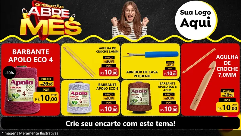 Modelo de TV para TV Horizontal com o tema Operação Abre Mês para Armarinho e Aviamentos