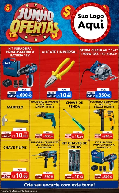 Modelo de Encarte para Encarte Grande com o tema Junho de Ofertas para Maquinas e Ferramentas