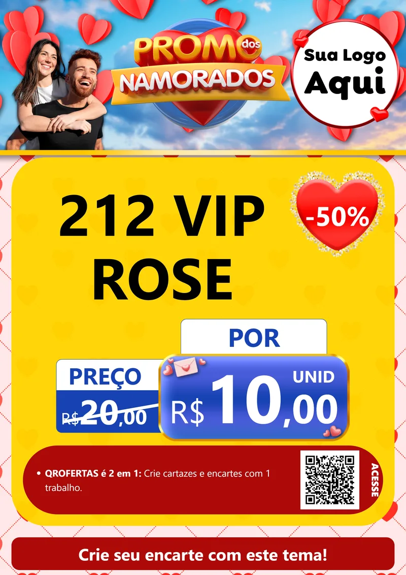 Modelo de Cartaz para Cartaz A4 Vertical com o tema Promo dos Namorados para Perfumes