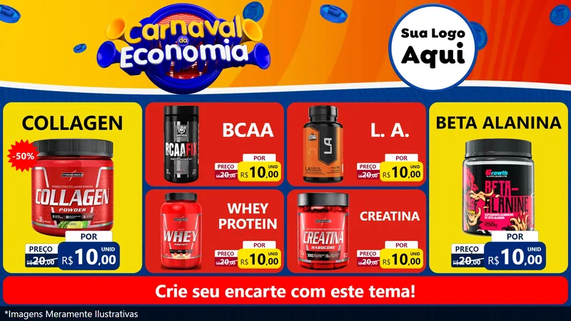 Modelo de TV para TV Horizontal com o tema Carnaval da Economia para Suplementos alimentares