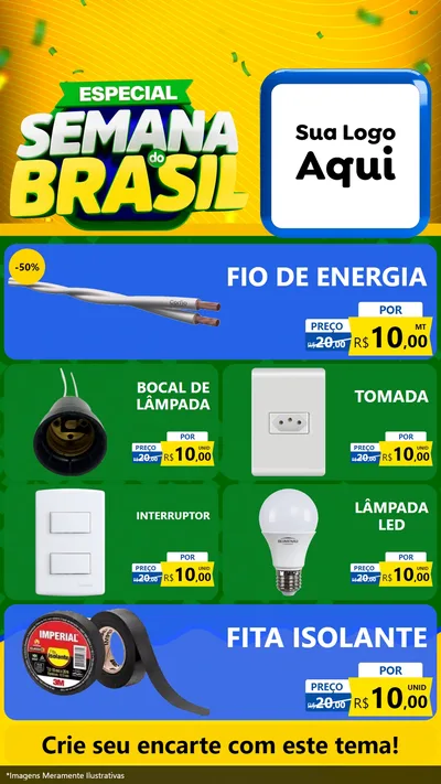 Modelo de TV para TV Vertical com o tema Especial Semana do Brasil para Materiais Elétricos
