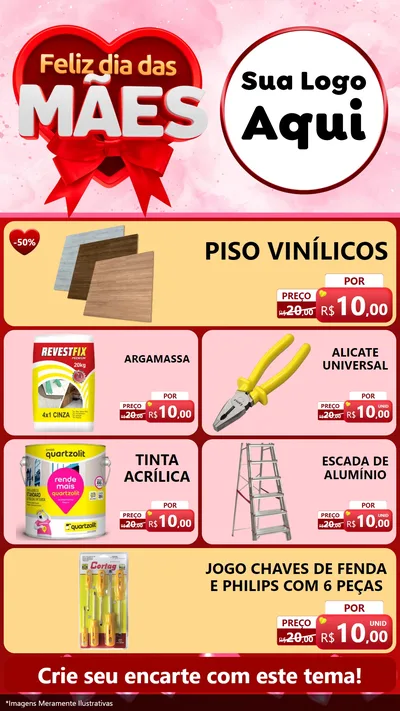 Modelo de TV para TV Vertical com o tema Feliz Dia Das Mães para Material para Construção
