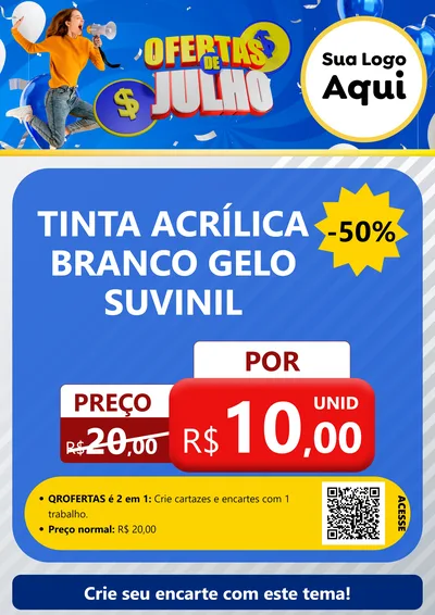 Modelo de Cartaz para Cartaz A4 Vertical com o tema Ofertas de Julho para Tintas e Ferramentas