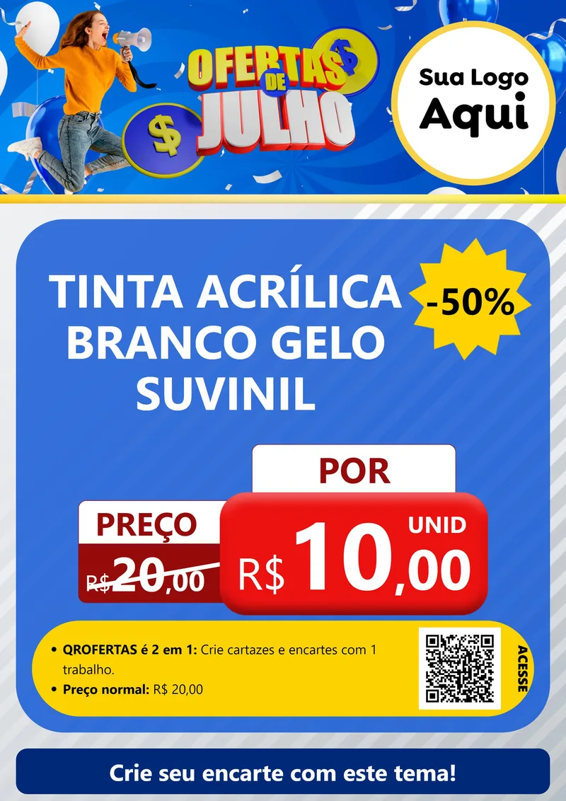 Modelo de Cartaz para Cartaz A4 Vertical com o tema Ofertas de Julho para Tintas e Ferramentas