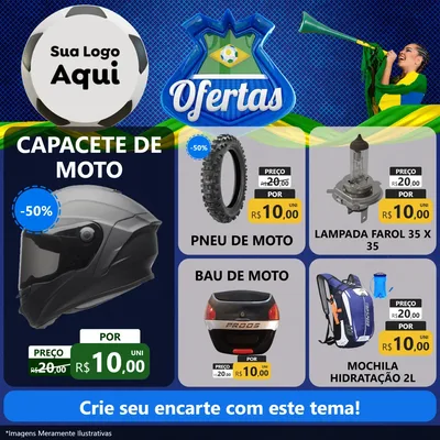 Modelo de Rede Social para Feed Facebook com o tema Ofertas (Futebol) para Moto peças