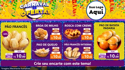 Modelo de TV para TV Horizontal com o tema Carnaval de Ofertas para Padaria