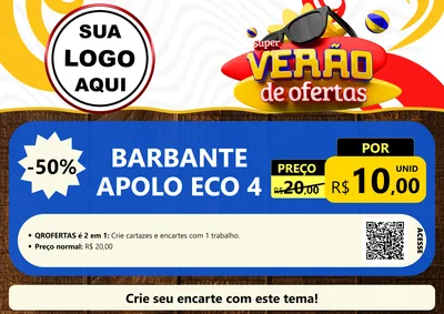 Modelo de Cartaz para Cartaz A4 Horizontal com o tema Super Verão de Ofertas para Armarinho e Aviamentos