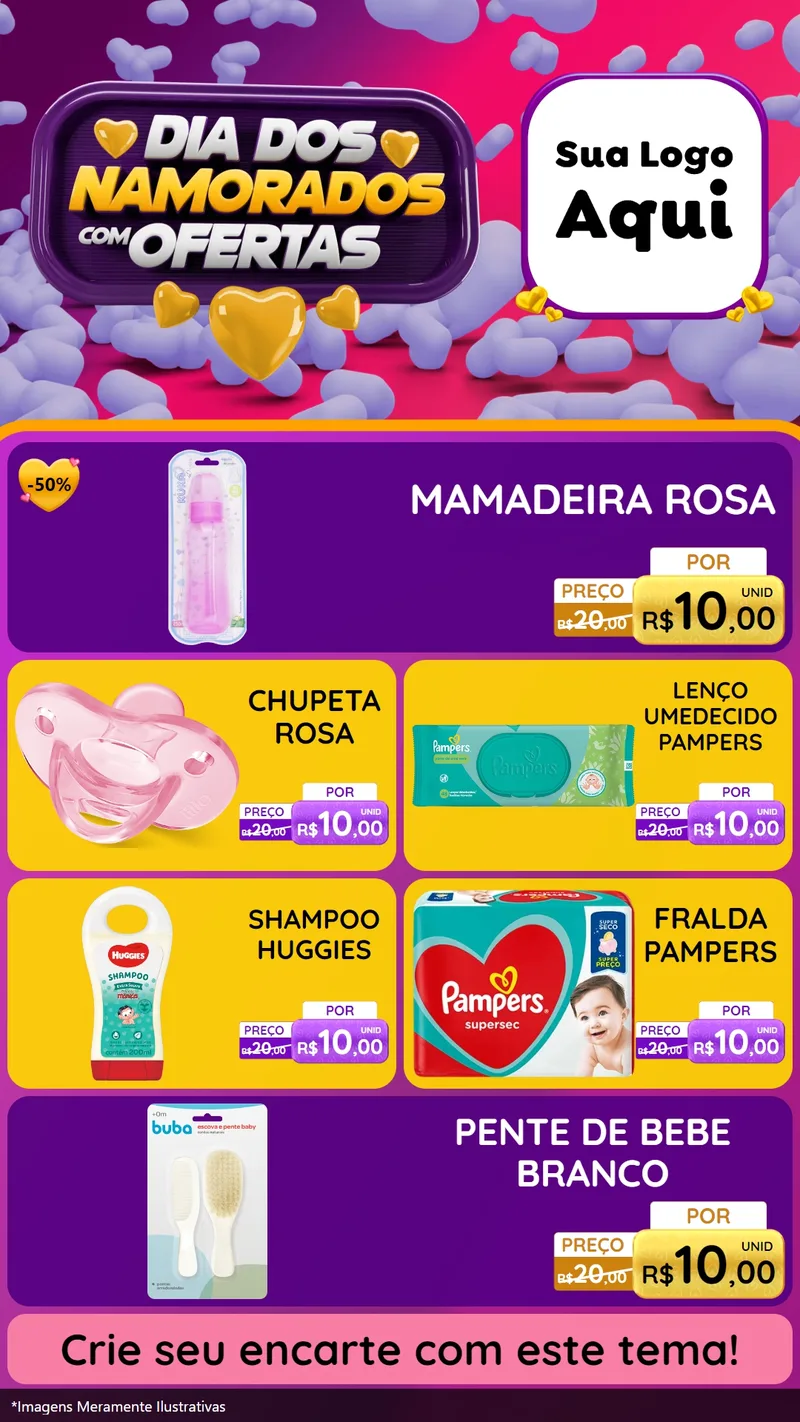 Modelo de TV para TV Vertical com o tema Dia Dos Namorados Com Ofertas para Bebês