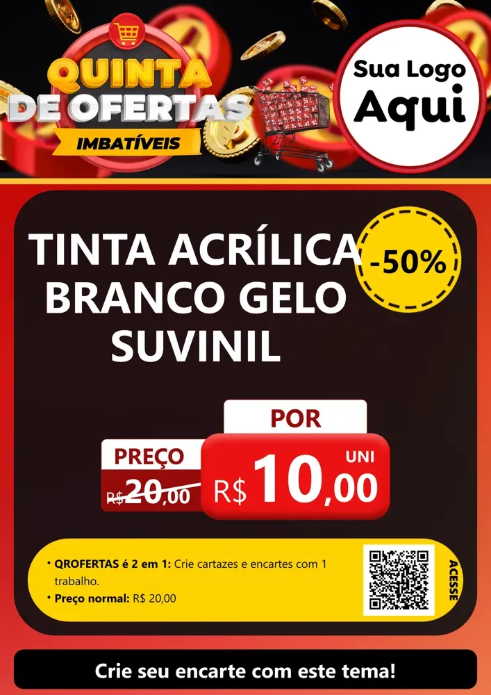 Modelo de Cartaz para Cartaz A4 Vertical com o tema Quinta de Ofertas Imbatíveis para Tintas e Ferramentas