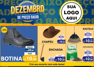 Modelo de Encarte para Encarte A4 Horizontal com o tema Dezembro de Preço Baixo para Agropecuária