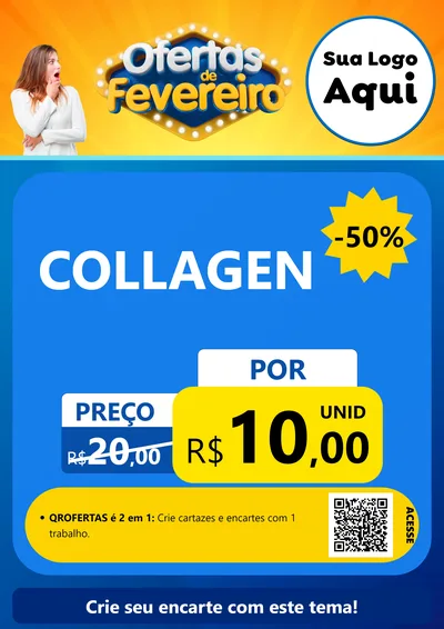 Modelo de Cartaz para Cartaz A4 Vertical com o tema Ofertas de Fevereiro para Suplementos alimentares