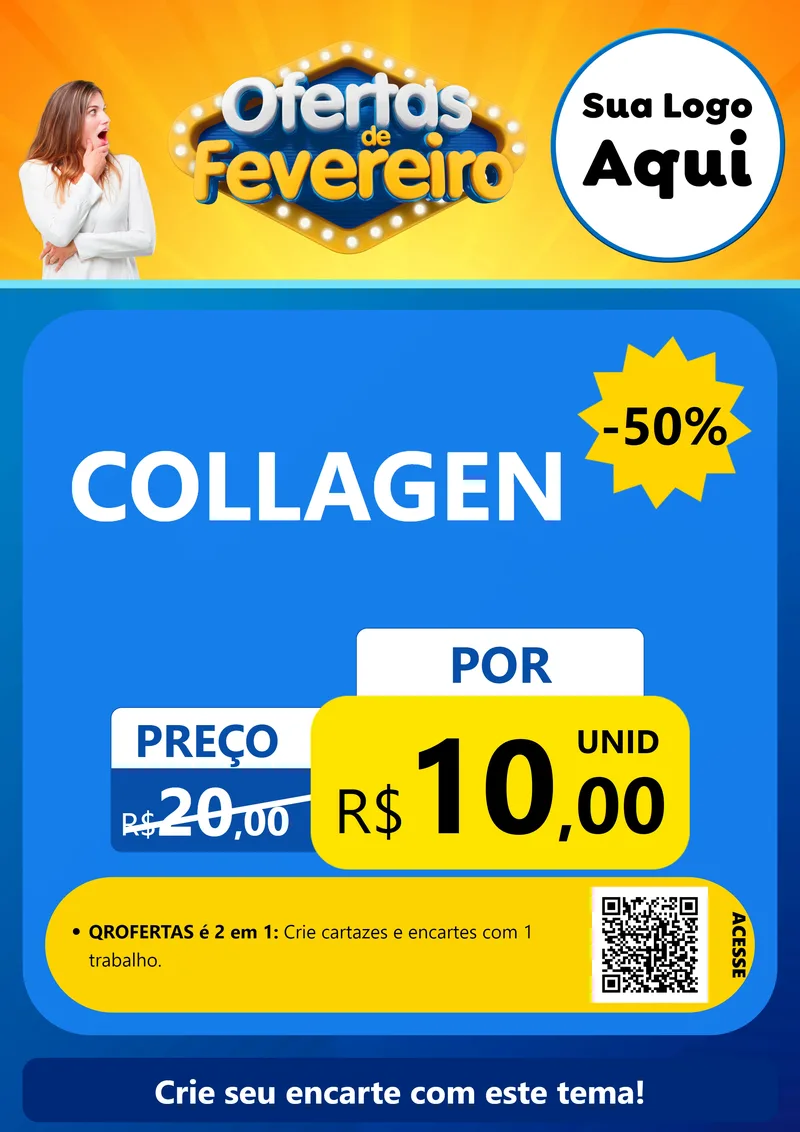 Modelo de Cartaz para Cartaz A4 Vertical com o tema Ofertas de Fevereiro para Suplementos alimentares