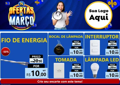 Modelo de Encarte para Encarte A4 Horizontal com o tema Ofertas de Março para Materiais Elétricos