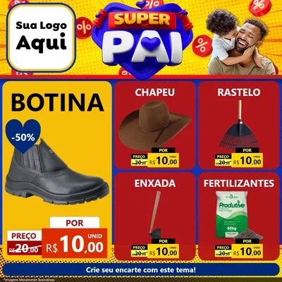 Modelo de Rede Social para Feed Facebook com o tema Super Pai para Agropecuária