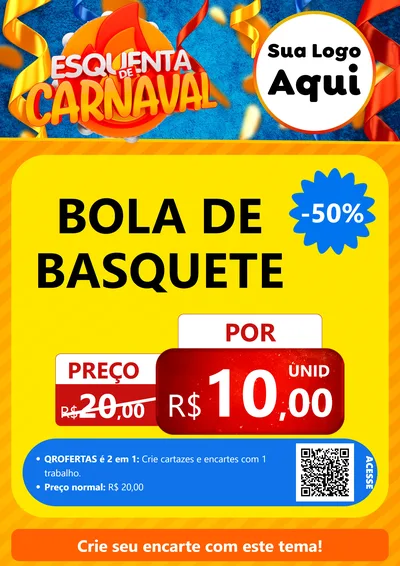 Modelo de Cartaz para Cartaz A4 Vertical com o tema Esquenta de Carnaval para Artigos Esportivos