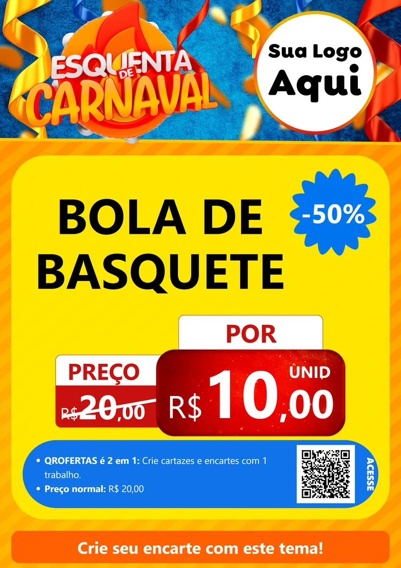 Modelo de Cartaz para Cartaz A4 Vertical com o tema Esquenta de Carnaval para Artigos Esportivos