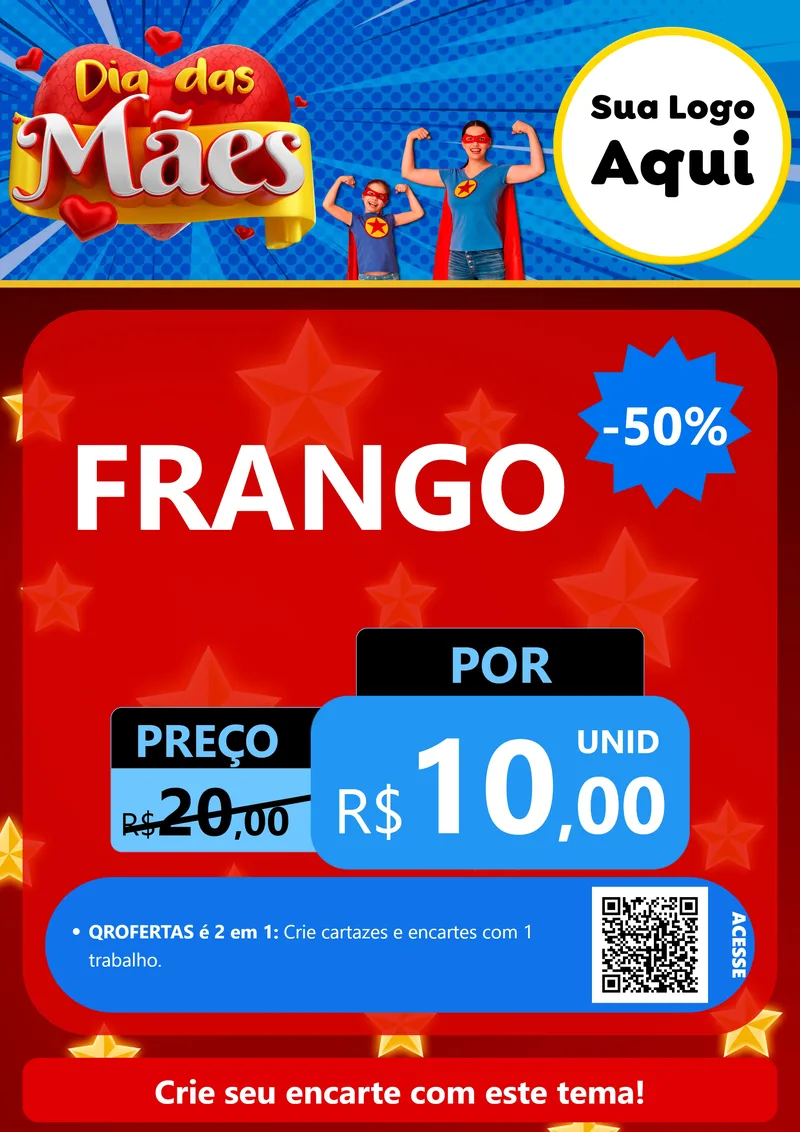 Modelo de Cartaz para Cartaz A4 Vertical com o tema Dia das Mães para Assados