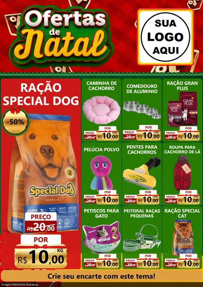 Modelo de Encarte para Encarte A4 Vertical com o tema Ofertas de Natal para Pet Shop
