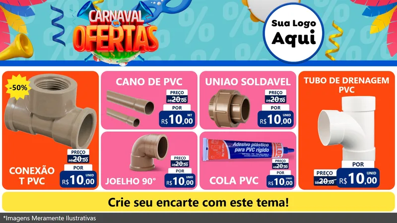Modelo de TV para TV Horizontal com o tema Carnaval de Ofertas para Tubos e conexões