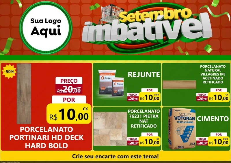 Modelo de Encarte para Encarte A4 Horizontal com o tema Setembro Imbatível para Pisos e revestimentos