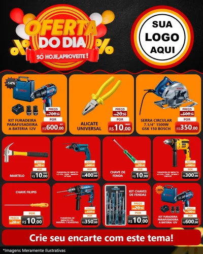 Modelo de Rede Social para Feed Instagram com o tema Oferta do Dia - Só hoje, Aproveite! para Maquinas e Ferramentas