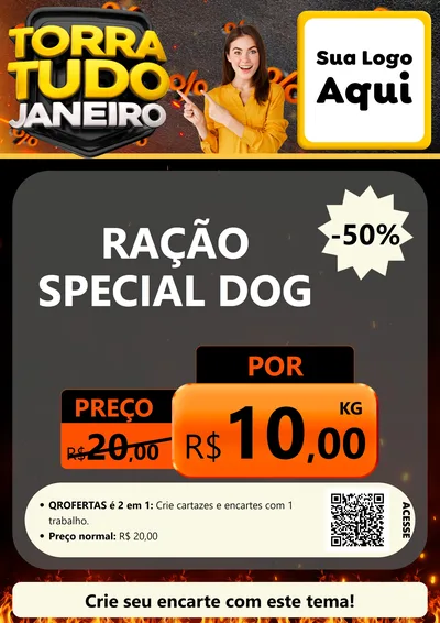 Modelo de Cartaz para Cartaz A4 Vertical com o tema Torra Tudo Janeiro para Pet Shop