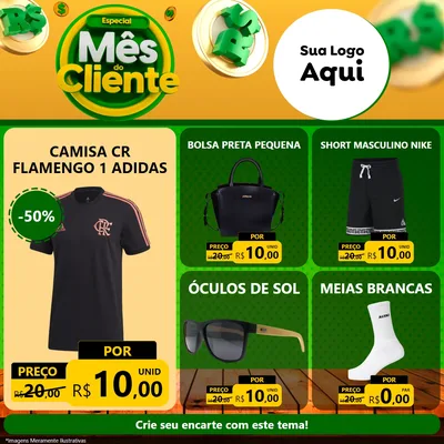 Modelo de Rede Social para Feed Facebook com o tema Especial Mês do Cliente para Roupas e acessórios