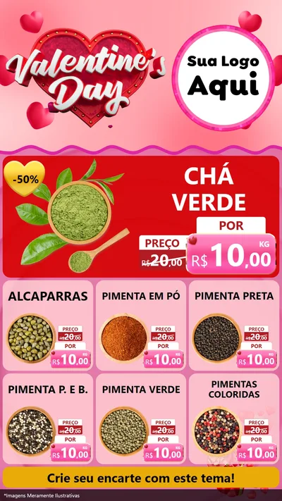 Modelo de Rede Social para Stories com o tema Valentine's Day para Produtos Naturais